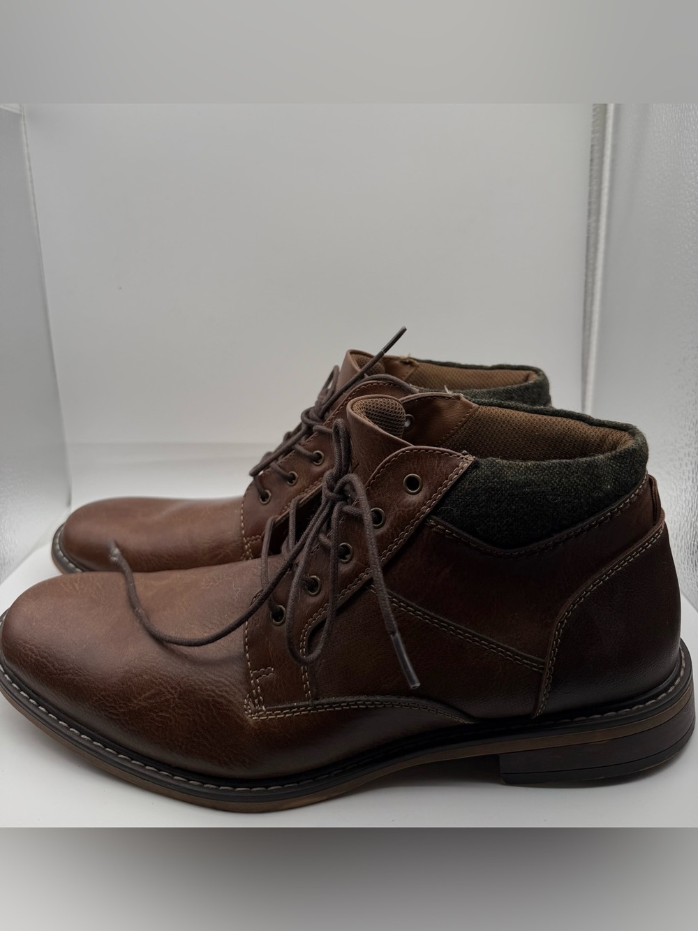 Mens 11.5 Brown Black Leather Chukka Lace Up Boots